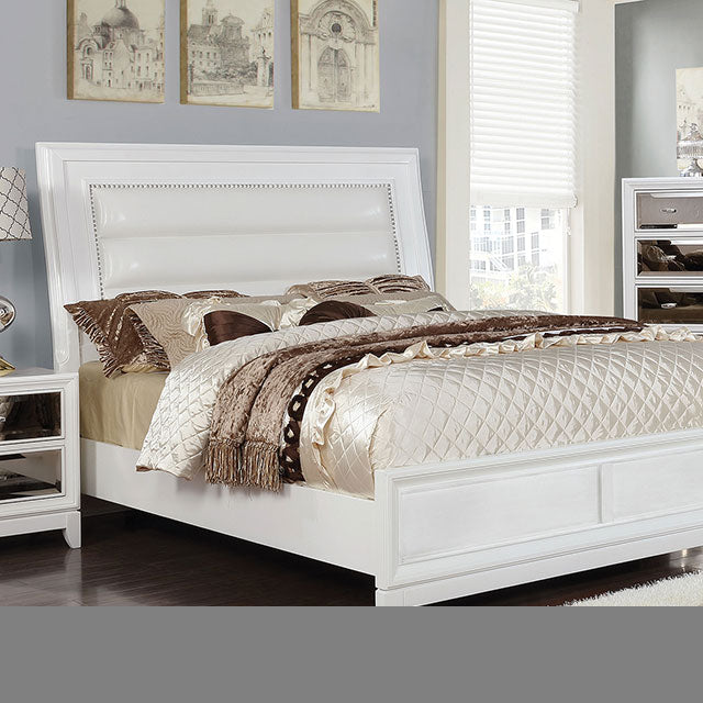 Golva E.King & Queen Bed White & Silver