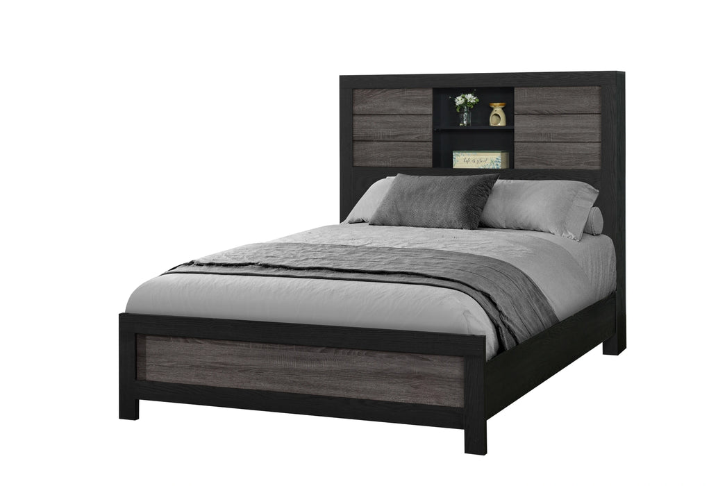 Lisbon Grey/Black Bookcase Bed Group