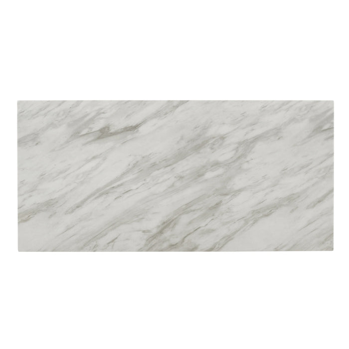 CELESTE DESK W/WHITE/GRAY FAUX MARBLE TOP-WHITE BASE