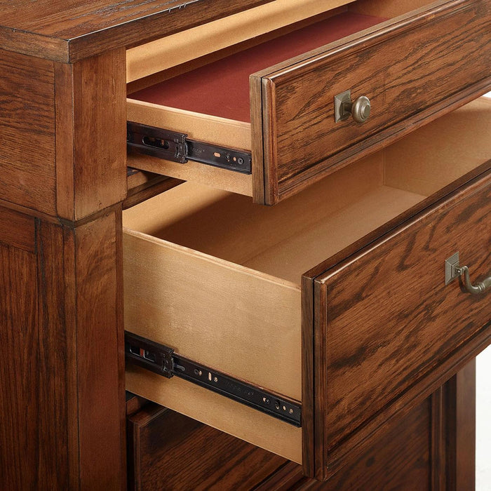 New Classic Furniture Providence 5 Drawer Lift Top Chest in Dark Oak