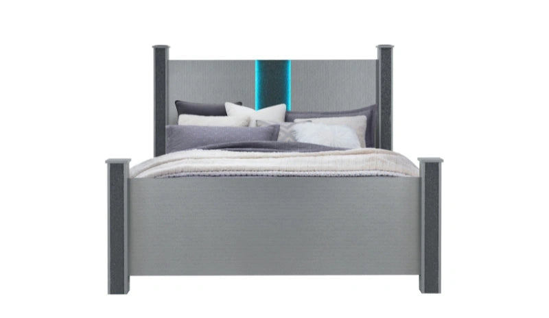 Logan Silver Bed Group with LED and Speakers