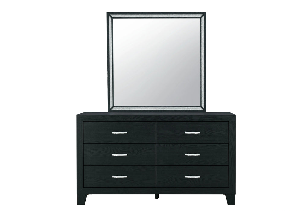 Reid Black Bed Dresser Mirror Nightstand