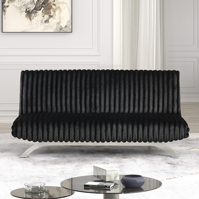 Villeneuve Futon Sofa Bed Black, Pink, & Grey