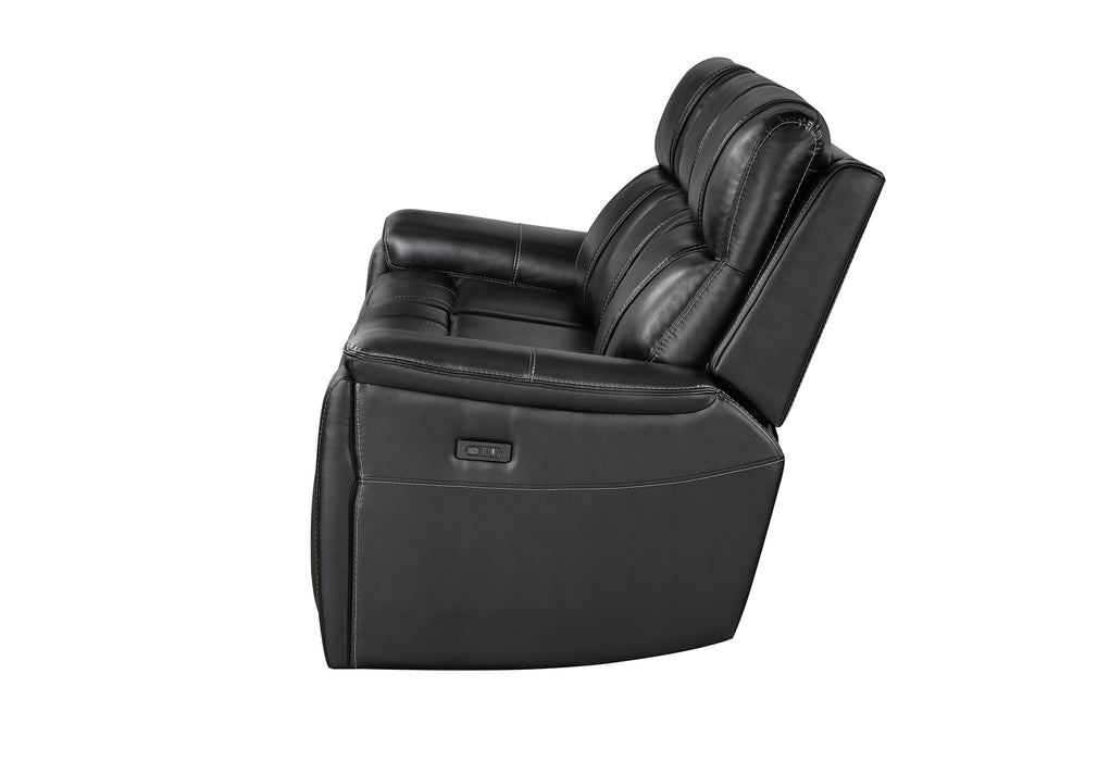 U8880 BLACK LEATHER POWER RECLINING SOFA