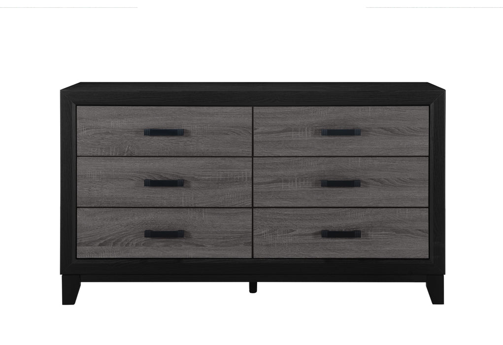 LISBON GREY/BLACK BOOKCASE TWIN BED, DRESSER, MIRROR AND NIGHTSTAND