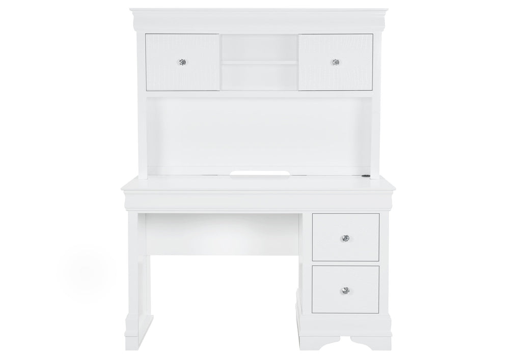 Pompei Metallic White Bookcase Twin Bed with LED
