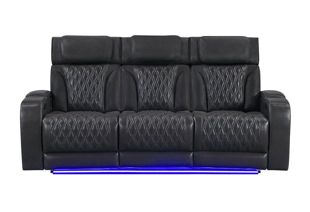 U8611 BLANCHE CHARCOAL POWER RECLINING SOFA WITH PHR AND LED
