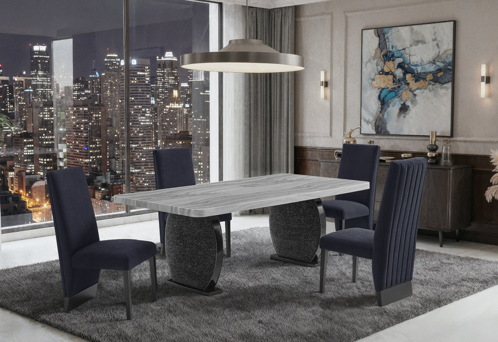 D2502 DINING TABLE AND 8 D12 BLACK DINING CHAIR