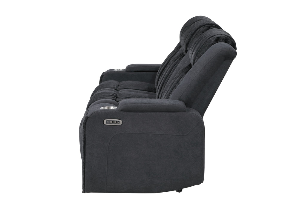 U8000 BLACK PWR REC SOFA W/PHR, DDT, READING LIGHT & LED LIGHT