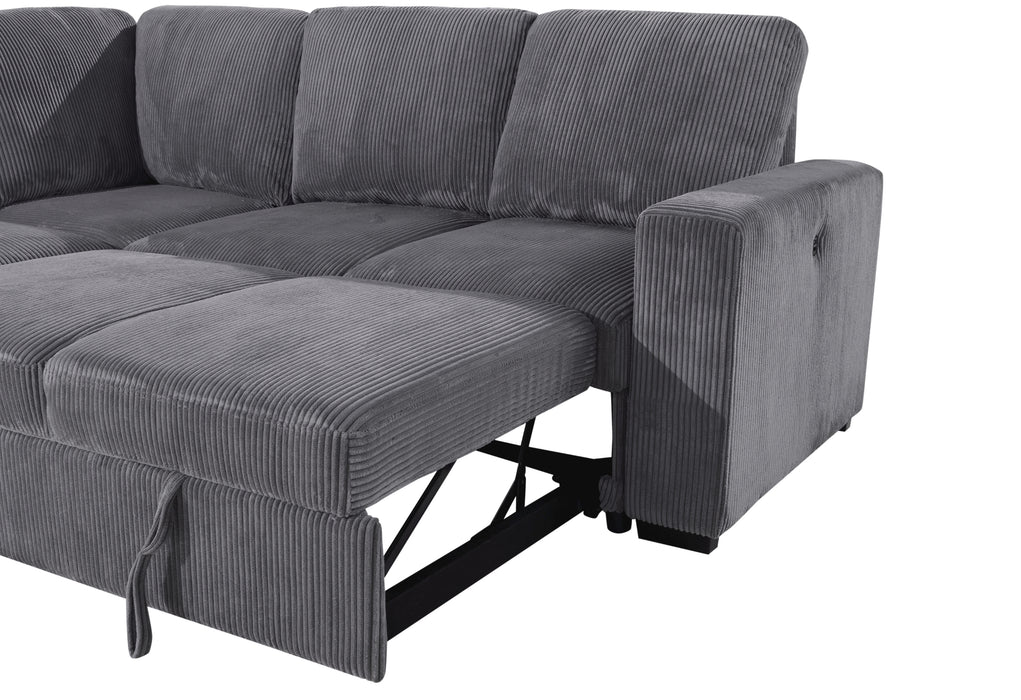U2660 GREY SECTIONAL W/PULL OUT SOFA BED