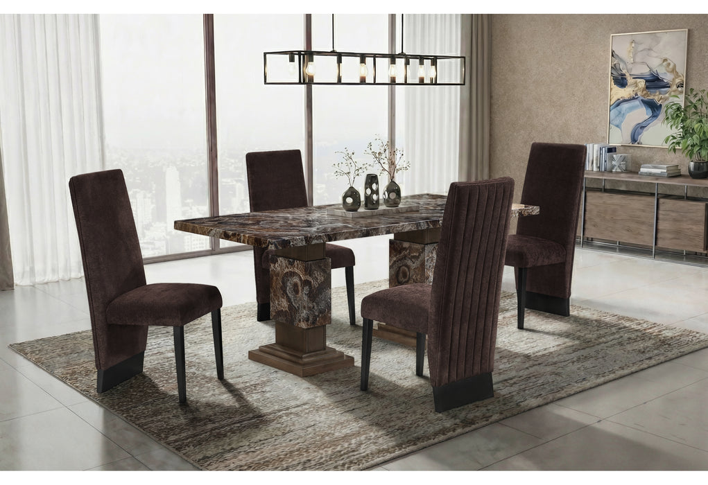 D12 BROWN DINING TABLE WITH 4 D12 BROWN DINING CHAIRS