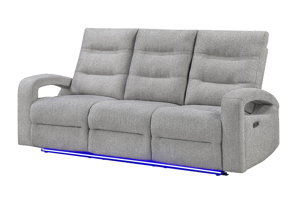 U6611 GREY 15 POWER RECLINING SOFA WITH LED