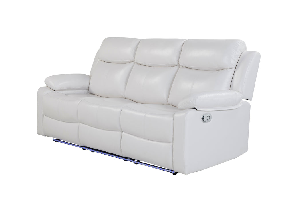 U6026 BLANCHE WHITE RECLINING SOFA WITH LED