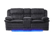 U8686 Black Pwr Console Rec Loveseat with LED and Hidden Drawer