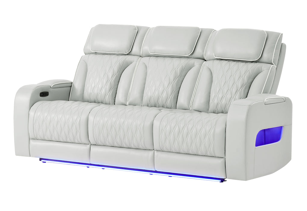 U8611 BLANCHE SILVER PWR REC SOFA WITH PHR AND LED