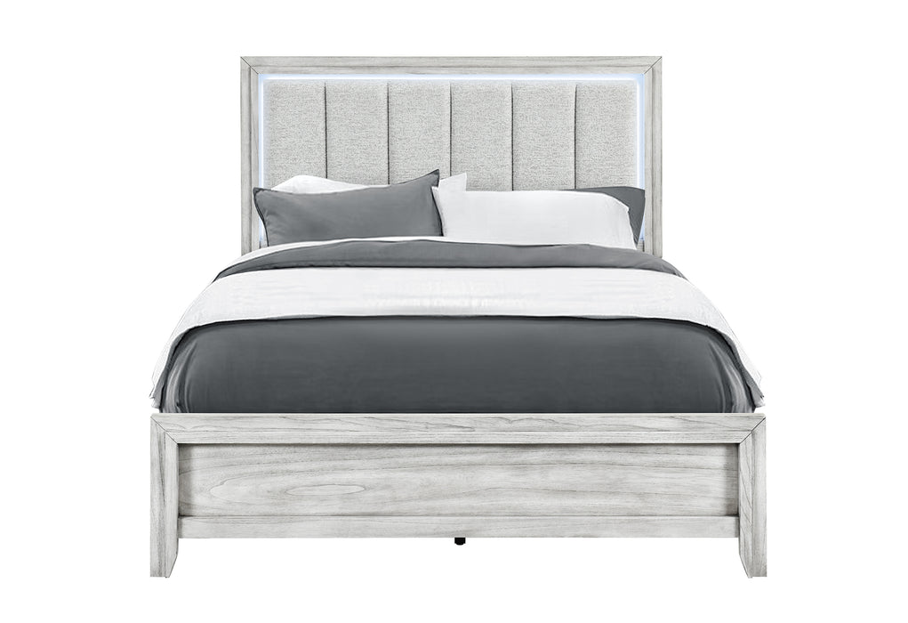 ELSIE GREY QUEEN BED WITH LED