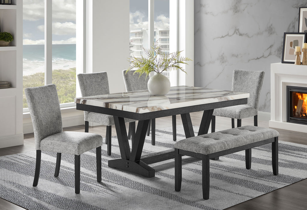 D1319 BLK/WHT DINING TABLE, 4 D1319 LT GREY DC & D1319 LT GREY BN