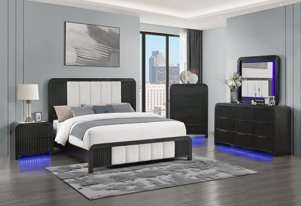 BECKETT WHITE/BLACK QUEEN BED GROUP WITH COOLER & SPEAKER