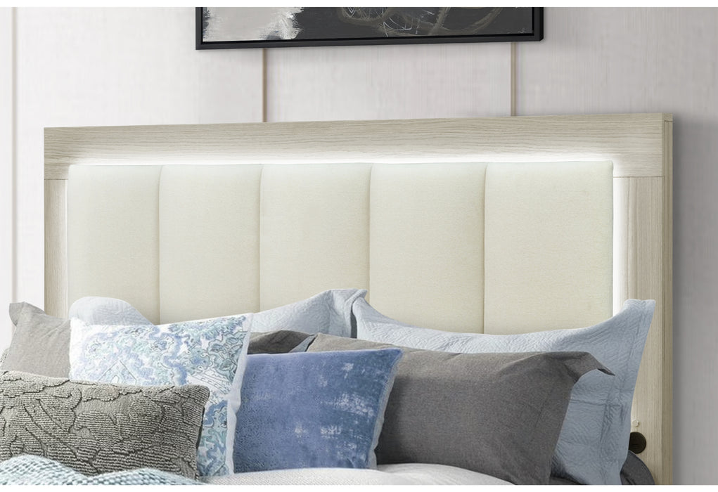 EMMA NATURAL/WHITE QUEEN BED GROUP