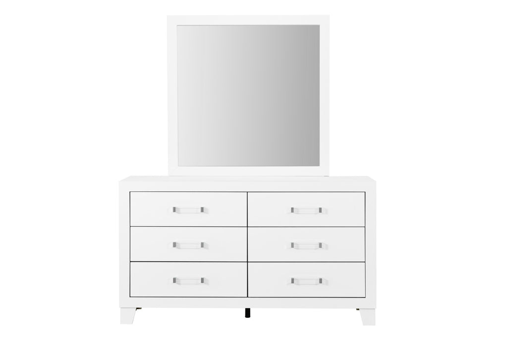 LUCCIA WHITE QUEEN BED WITH LED, DRESSER, MIRROR, NIGHTSTAND