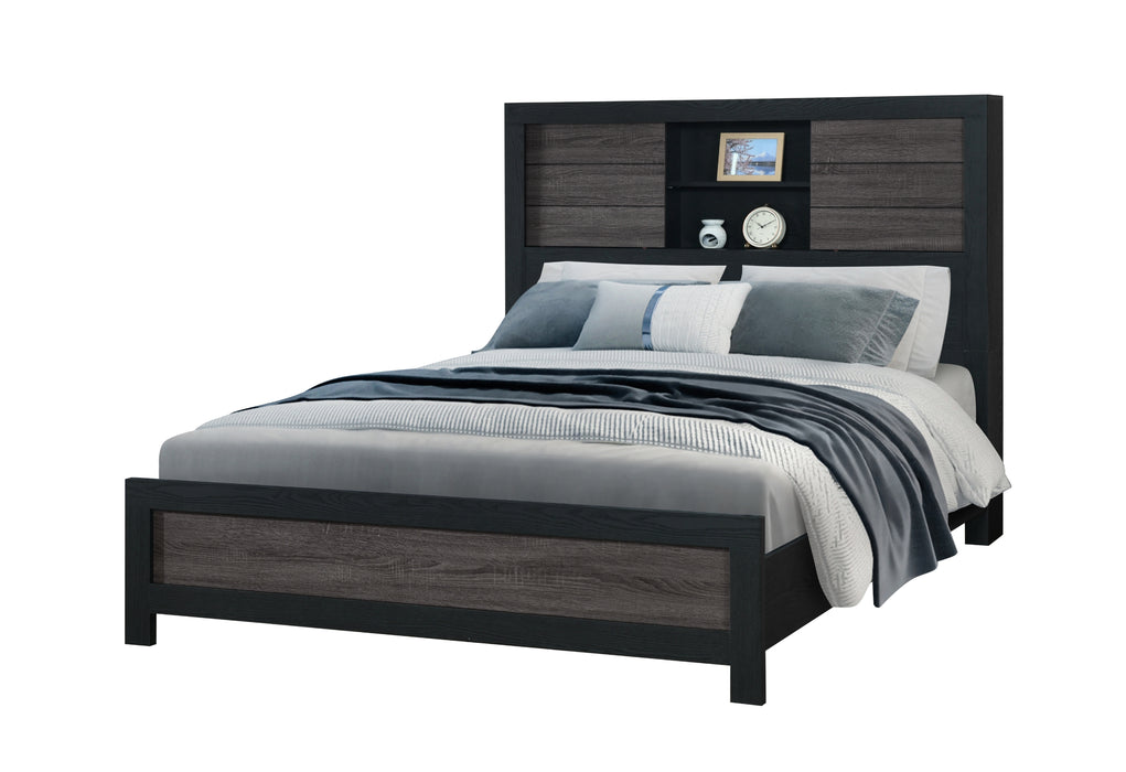 Lisbon Grey/Black Bookcase Bed