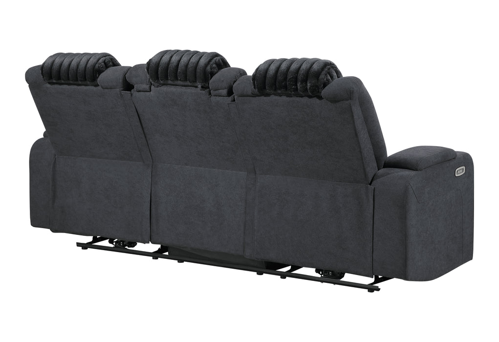 U8000 BLACK PWR REC SOFA W/PHR, DDT, READING LIGHT & LED LIGHT