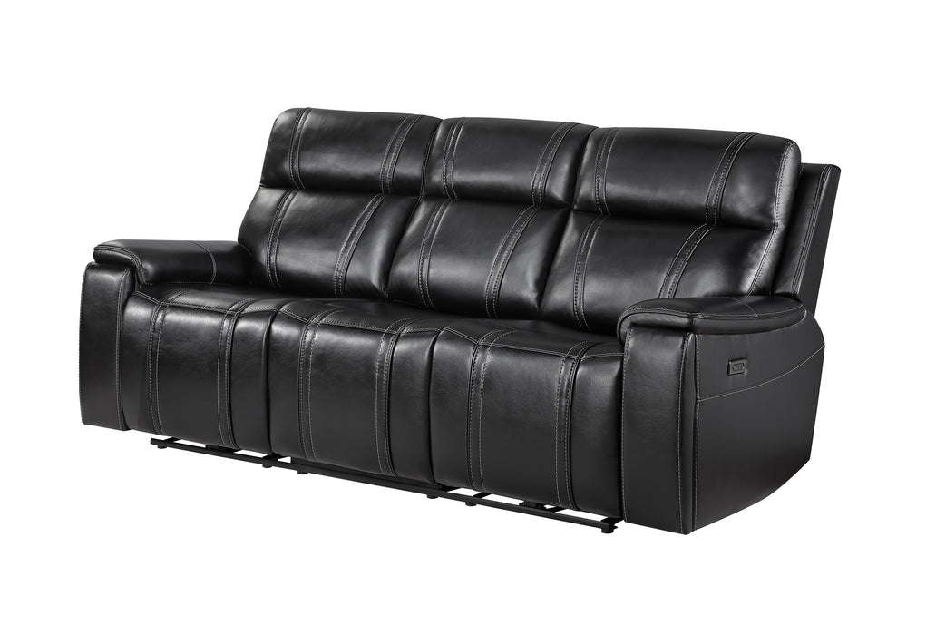 U8880 BLACK LEATHER POWER RECLINING SOFA