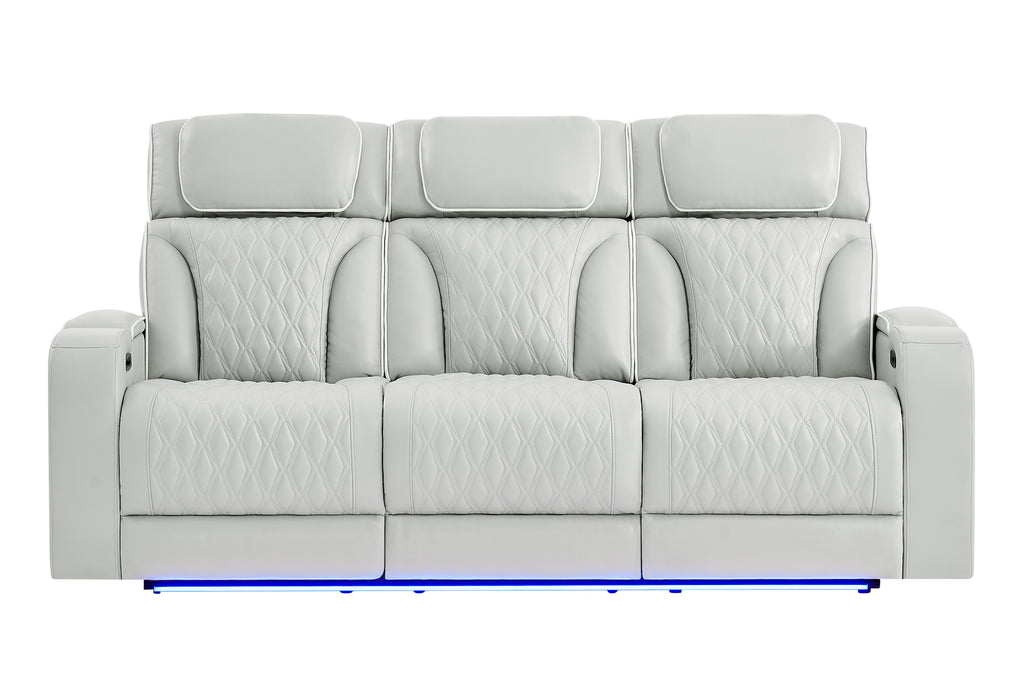 U8611 BLANCHE SILVER PWR REC SOFA WITH PHR AND LED